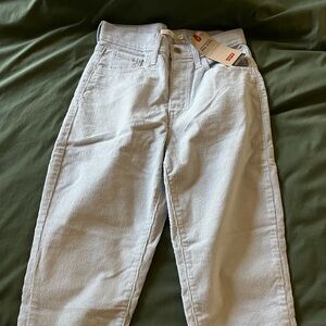 Levi’s light blue corduroy high waisted mom jeans